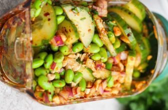 Chili Crunch Edamame Cucumber Salad