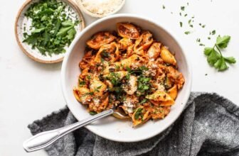 Ground Turkey Pasta with Tomato Cream Sauce