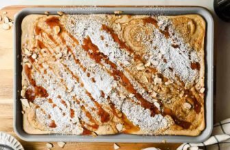 Sheet Pan Almond Croissant Pancakes (Easy Brunch!)